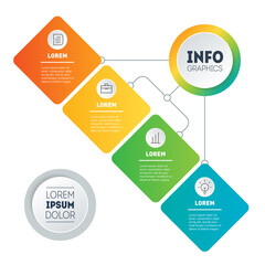 Template of diagram or mindmap. Infographics of technology Sector or education process with four steps. Summary report. Business presentation concept with 4 options.