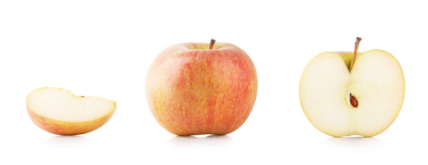 Yellow ripe fuji apples isolated on white background