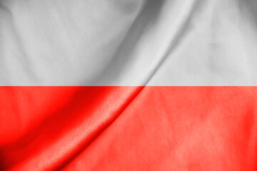 flag of Poland silk fabric background