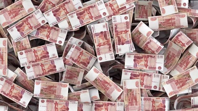Falling Russian Ruble Bills Money Transition