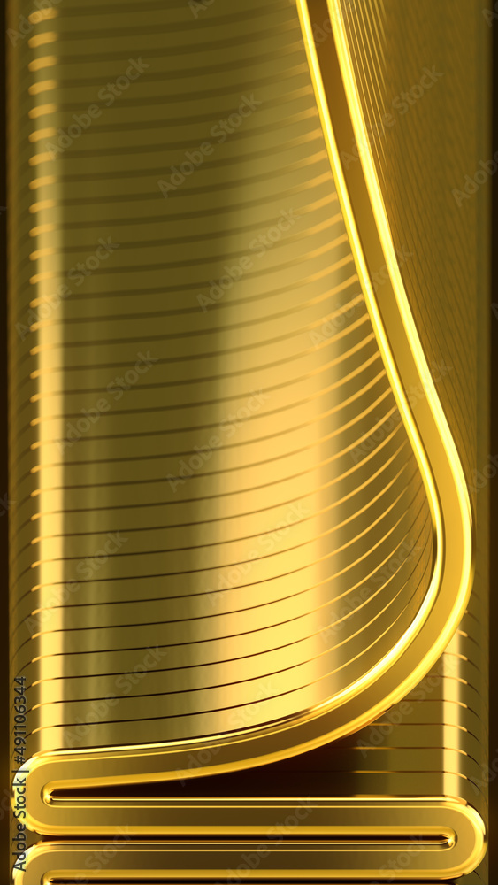 Poster stylized luxury digital illustration of serpentine golden stream. modern 3d rendering pattern