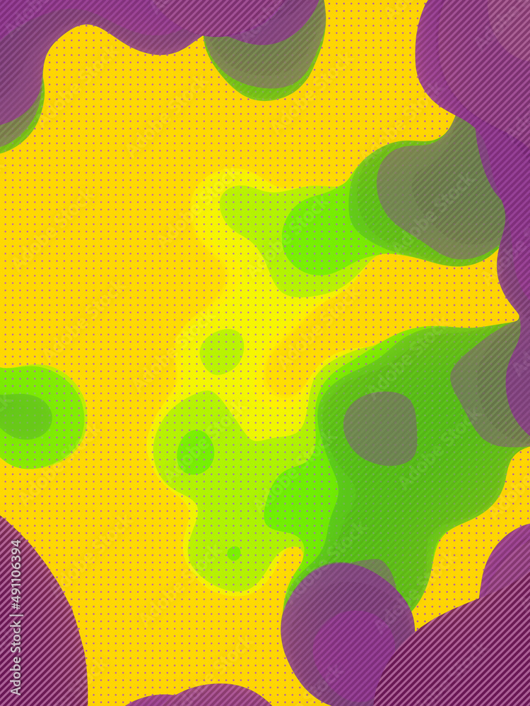 Poster Flat magic liquid blobs 3D rendering digital illustration. Wave shape in trendy style multi colored background