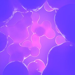 Abstract background with glowing neon drops of liquid. Creative background 3d rendering digital illustration