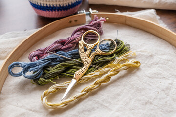 materiales para bordar, madejas de hilo de algodón para bordar de varios colores con aro de...