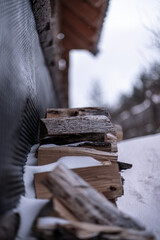 snow covered wood