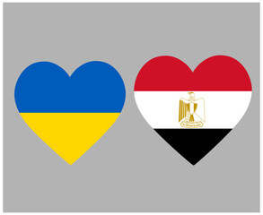 Ukraine And Egypt Flags National Europe And Africa Emblem Heart Icons Vector Illustration Abstract Design Element