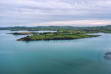 aerial view of winter countryside morning, Northern Ireland