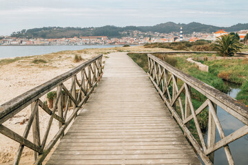 Fototapeta na wymiar landscape of rodeira beach in cangas del morrazo, pontevedra, galicia, spain