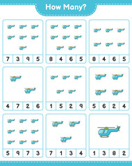 Counting game, how many Helicopter. Educational children game, printable worksheet, vector illustration