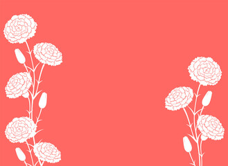 カーネーションの花と朱色の背景イラスト