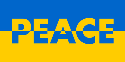 Ukraine Flag with word peace in split colors