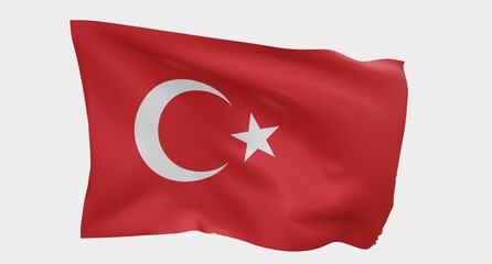 Turkish flag waving in the wind. 3d