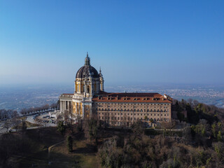 Aerial view of the Superga Basilica in Piedmont