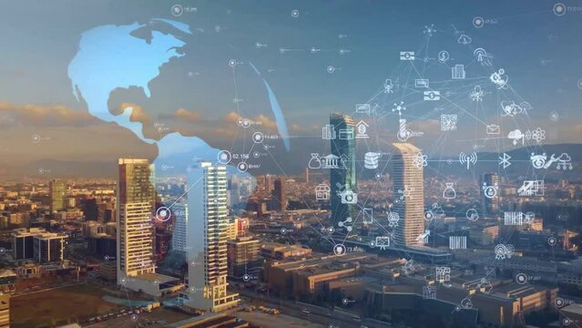 Smart city and communication network concept. Retail as a Service. High quality 4k footage