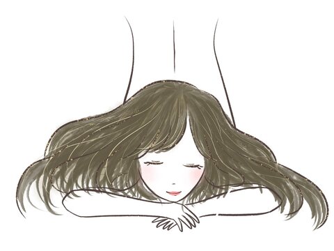 recommend clip art: マッサージでリラックスする女性