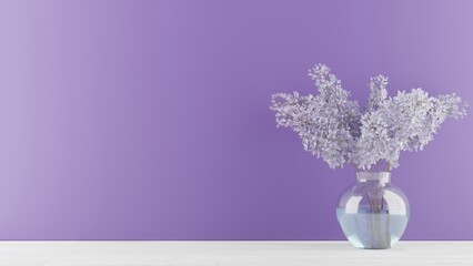 lilac in a vase on purple background