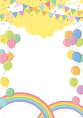 Cute Rainbow and Balloon Party Background