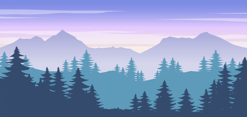 Fototapeta na wymiar Silhouettedesign of pine jungle ,vector illustration