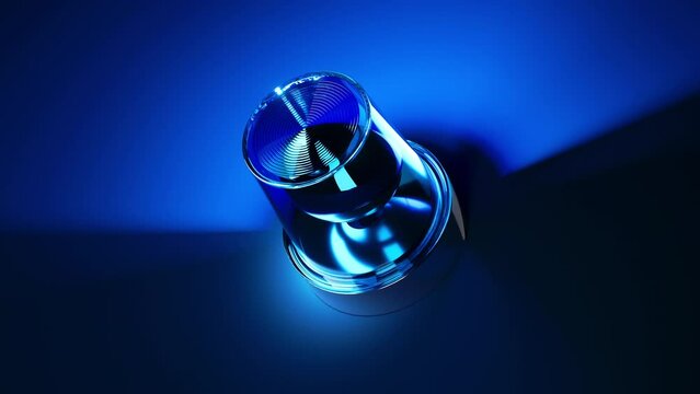 3d cycled animation of a rotating blue flashing light. Police emergency alarm flasher spinning