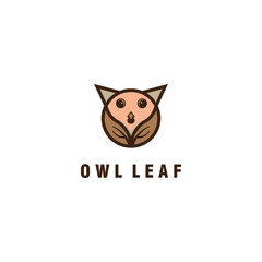 owl logo leaf illustration design element vector