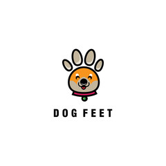 dog logo paw color element vector design illustration