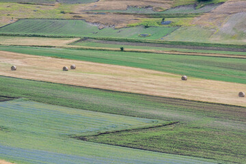beautiful panorama of the Plain of Castelluccio of Norcia, Umbria