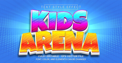 Kids Arena Text Style Effect. Editable Graphic Text Template.