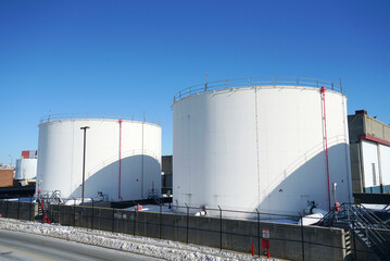close up on the oil storage tank in the factory