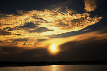 sunset over the lake