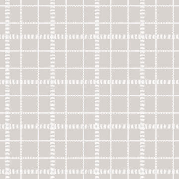 Farmhouse grey seamless check vector pattern. Gingham baby color checker background. Woven tweed all over print. 