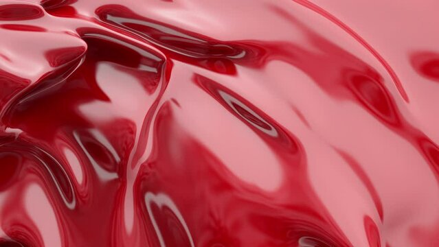 Abstract red glossy liquid background. Varnish wave.  looped animation