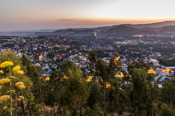 Sunset aerial view of Gondar, Ethiopia