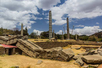 View of Northern stelae field in Axum, Ethiopia..