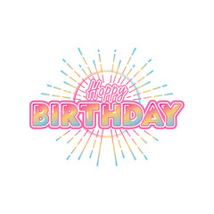 Happy Birthday Greeting Card on White Background Vector Design