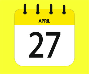 April 27th yellow calendar icon for days of the month