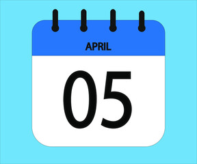 April 05th blue calendar icon for days of the month