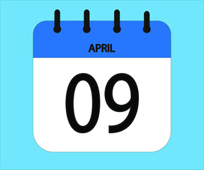 April 09th blue calendar icon for days of the month