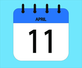 April 11th blue calendar icon for days of the month