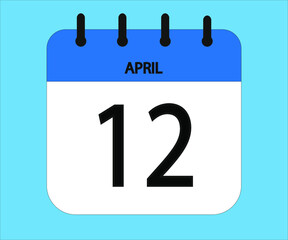 April 12th blue calendar icon for days of the month