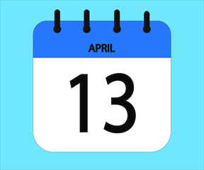 April 13th blue calendar icon for days of the month