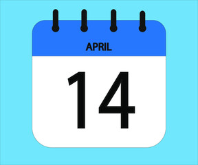 April 14th blue calendar icon for days of the month