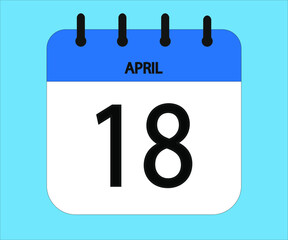 April 18th blue calendar icon for days of the month