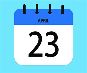 April 23th blue calendar icon for days of the month