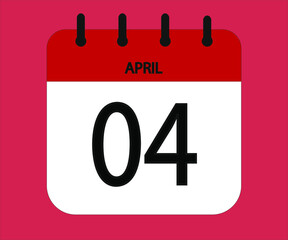 April 04th red calendar icon for days of the month