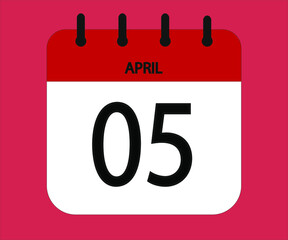 April 05th red calendar icon for days of the month