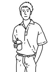 black and white of man cartoon for coloring