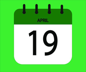 April 19th green calendar icon for days of the month