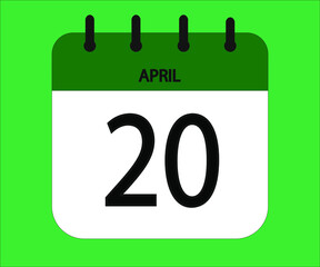 April 20th green calendar icon for days of the month