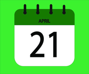 April 21th green calendar icon for days of the month