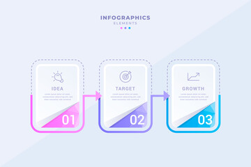 Three steps modern business infographic template design. Vector illustration design